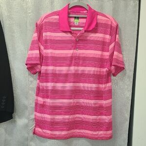 PGA Tour Pink Striped‎ Polo Shirt